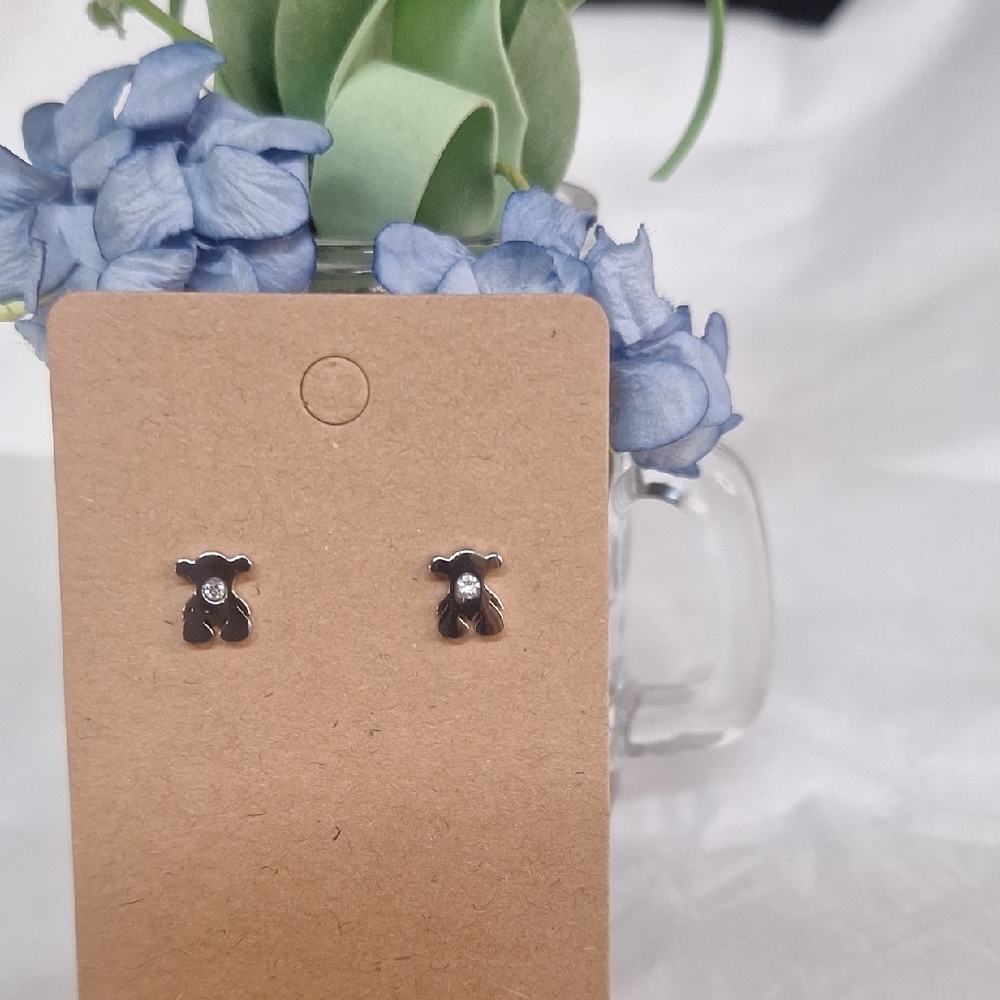 Silver Bearr Stud Earrings